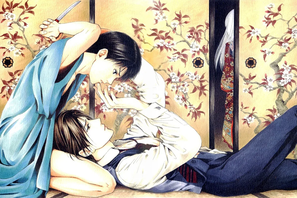 Ilustración a color para el manga Sakura Gari de Yuu Watase editado en España por la desaparecida ECC Ediciones