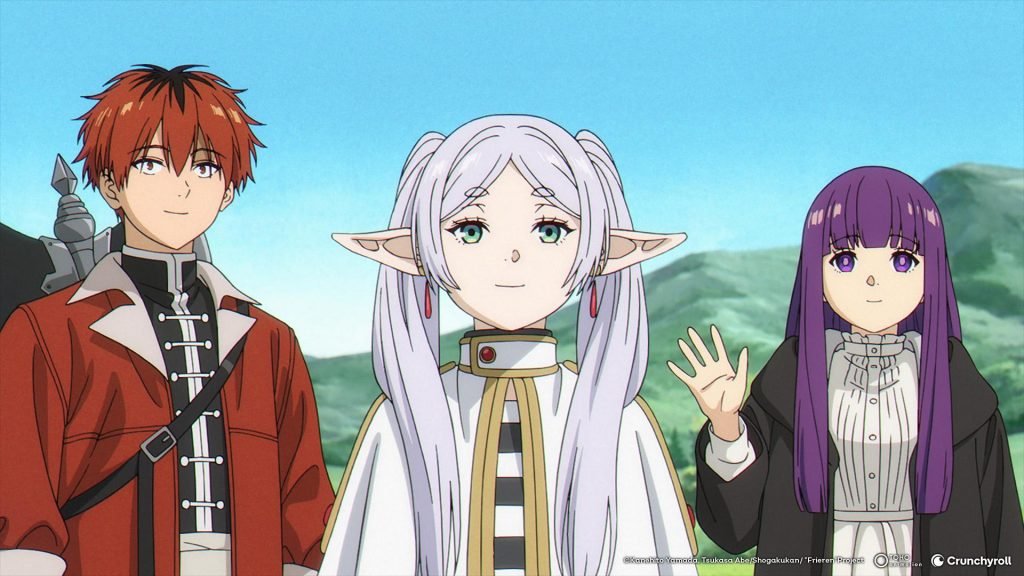 Frieren, Fern y Stark en una imagen promocional del anime Frieren: Tras finalizar el viaje