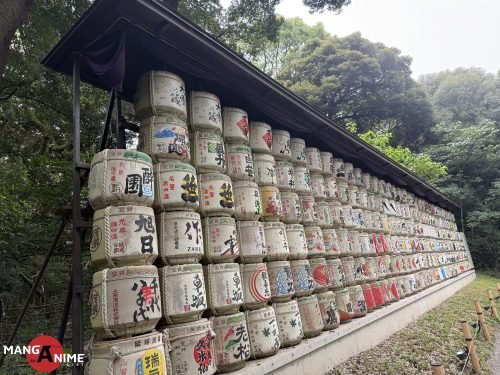 Barriles de sake en el santuario Meiji Jingū de Tokio
