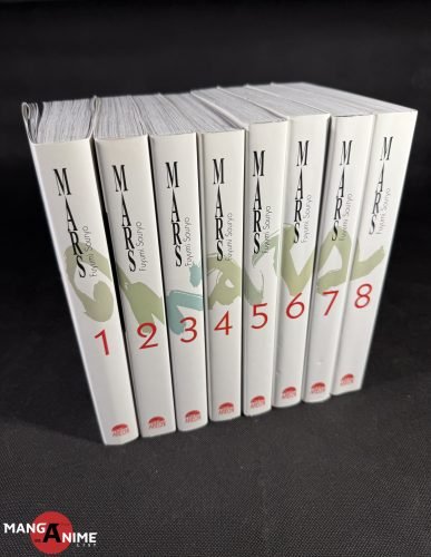 Lomos de los ocho volúmenes de MARS de Arechi Manga
