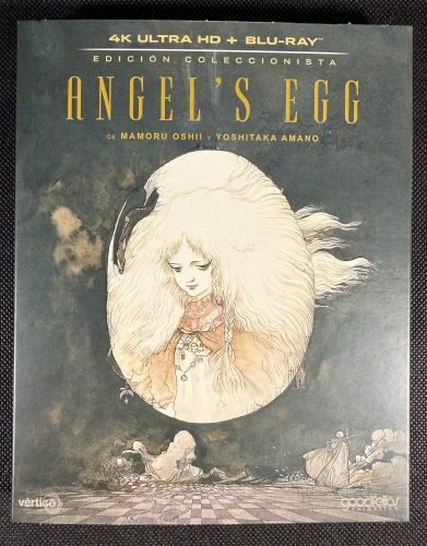 Portada de la edición coleccionista de Angel’s Egg con la ilustración de Yoshitaka Amano y el título en dorado.