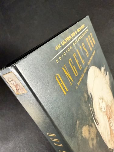 Lomo de la funda de la edición coleccionista de Angel’s Egg en 4K UHD y Blu-ray, con el título en letras doradas.