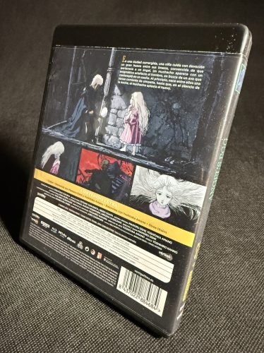 Estuche de la edición 4K UHD y Blu-ray de Angel’s Egg de Vértigo Films, fotografiado por su parte trasera.